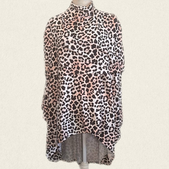 STYLEWE Tops - STYLEWE Cheetah Print Turtleneck Poncho Cape Blouse Top Women Size Medium and XL